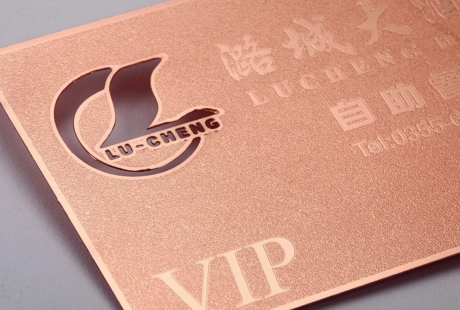 Rose gold stainless steel card hollow metal membership card plating brushed stainless steel card custom 