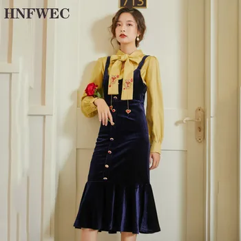 2020 New Spring Bow Collar Lantern Sleeve Shirt And Solid Color Sling Fishtail Dress Women Korea Slim Dress Tide V513 
2020 New Spring Bow Collar Lantern Sleeve Shirt And Solid Color Sling Fishtail Dress Women Korea Slim Dress Tide V513