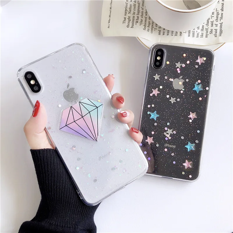 Transparent Drop Glue Bling Cute Stars Diamond Phone Cases for Iphone X Xr 7 8 6 6S Plus Xs Max Case Back Cover Coque Fundas
Transparent Drop Glue Bling Cute Stars Diamond Phone Cases for Iphone X Xr 7 8 6 6S Plus Xs Max Case Back Cover Coque Fundas