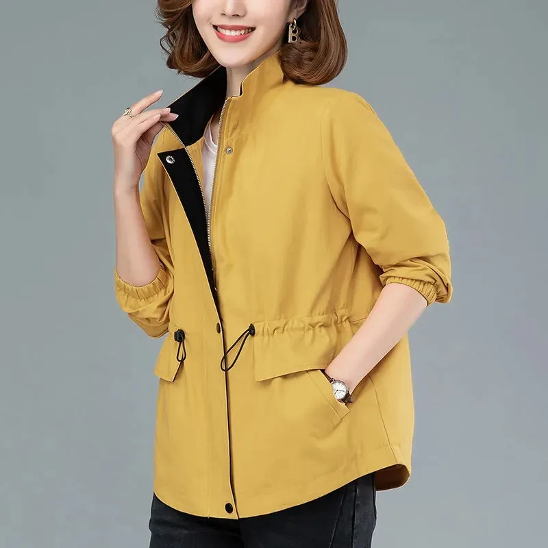 Women Windbreaker 2021 Autumn Korean Stand-Collar Zipper Short Jacket Loose Large Size Drawstring Female Windbreaker Coat Lining
Women Windbreaker 2021 Autumn Korean Stand-Collar Zipper Short Jacket Loose Large Size Drawstring Female Windbreaker Coat Lining