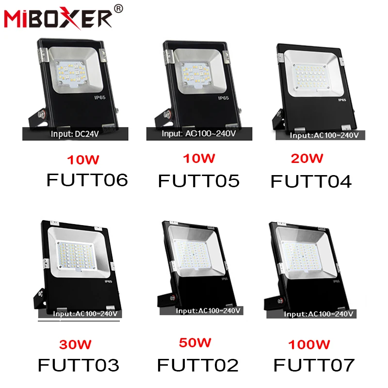 MiBoxer FUTT02 FUTT03 FUTT04 FUTT05 FUTT06 FUTT07 10 Вт 20 30 50 100 RGB + CCT Светодиодный прожектор заливающего