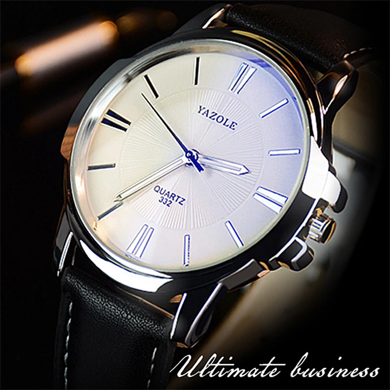 Новые мужские часы YAZOLE брендовые роскошные с синим стеклом из водонепроницаемой