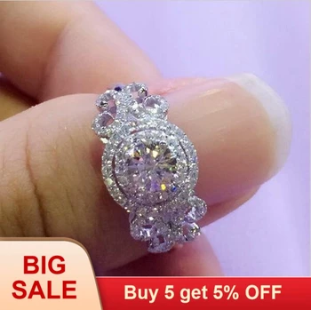 

Victoria Wieck New Fashion Flower Jewelry 2ct AAAAA zircon cz wedding band rings for women 925 Sterling silver Female Ring