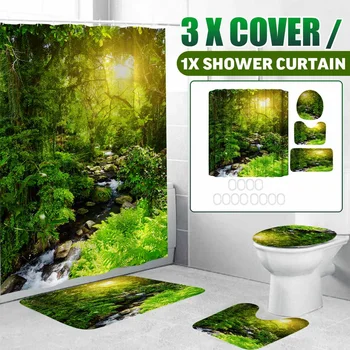 180x180cm Bathroom Set Shower Curtain Non-slip Mats Bath Carpets Toilet Seat Cover Lid Floor Mat Bathroom Decor Forest Streams
180x180cm Bathroom Set Shower Curtain Non-slip Mats Bath Carpets Toilet Seat Cover Lid Floor Mat Bathroom Decor Forest Streams