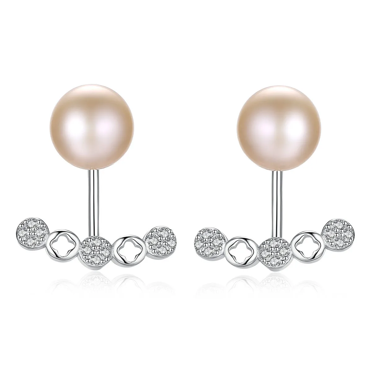 YUEYIN Nature Pearl Earrings for Women Sterling Silver AAA Zircon Korean Earrings Classic Charming White/Pink/Purple Fine Smile