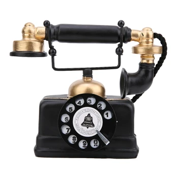 

1pc Vintage Rotary Telephone Statue Antique Shabby Old Phone Figurine Decor Model