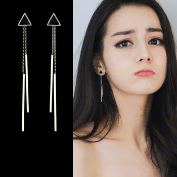 fashion black Geometric Triangle Long Tassel Bar Drop Earrings For Women Minimalism Personality Ear Line Dangle 
fashion black Geometric Triangle Long Tassel Bar Drop Earrings For Women Minimalism Personality Ear Line Dangle