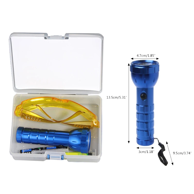 Car R134A R12 Air Conditioning A/C System Leak Test Detector Kit 28 LED UV Flashlight Protective Glasses UV Dye Tool Set
Car R134A R12 Air Conditioning A/C System Leak Test Detector Kit 28 LED UV Flashlight Protective Glasses UV Dye Tool Set