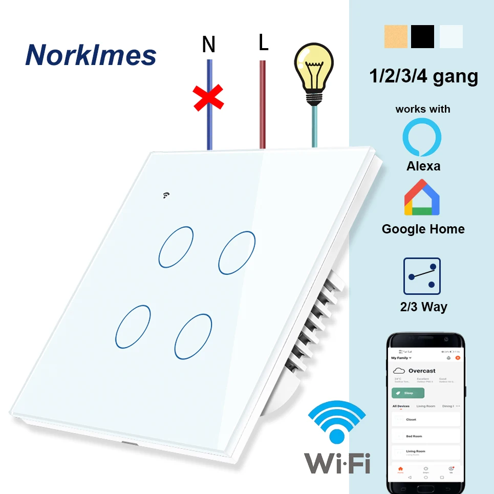 WiFi Light Switch, Smart Wall Touch Switch,Tuya Wireless Control, 2way, works with alexa Google home,1 2 3 4 gang,EU UK 220v
WiFi Light Switch, Smart Wall Touch Switch,Tuya Wireless Control, 2way, works with alexa Google home,1 2 3 4 gang,EU UK 220v