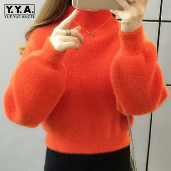 Short Mink Cashmere Sweater Women Lantern Sleeve Loose Turtleneck Warm Pullover Winter Sweet Solid Color Knitted Sweater
Short Mink Cashmere Sweater Women Lantern Sleeve Loose Turtleneck Warm Pullover Winter Sweet Solid Color Knitted Sweater