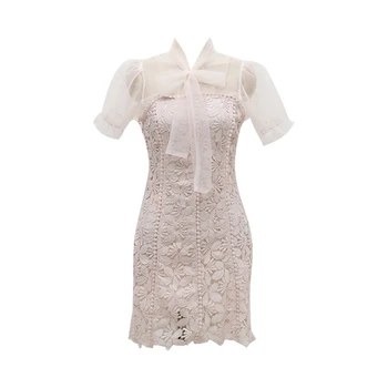 Fashion elegant women 3 colors available summer lace perspective dress new arrival party cute hollow out basic mini a-line dress 
Fashion elegant women 3 colors available summer lace perspective dress new arrival party cute hollow out basic mini a-line dress