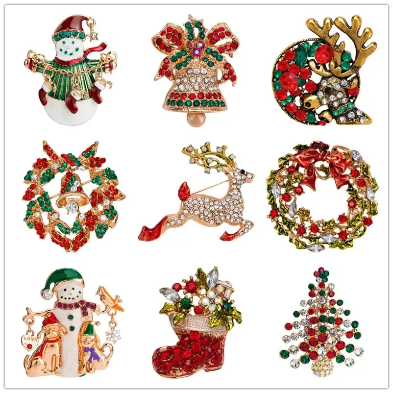 new design christmas brooches santa claus hat gloves bells socks