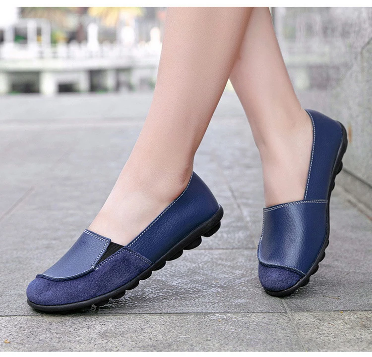 AH 208-2020 New Spring Autumn Women's Flat Shoes Comfortable Nurse Loafers Geunie Leather Mother Walking Shoe-5