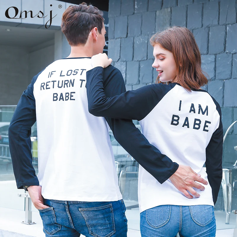 OMSJ 2019 New Autumn Funny Matching Couple T Shirts His and Hers Long Sleeve Patchwork Letter Printed Pullover Outfits Clothes
OMSJ 2019 New Autumn Funny Matching Couple T Shirts His and Hers Long Sleeve Patchwork Letter Printed Pullover Outfits Clothes