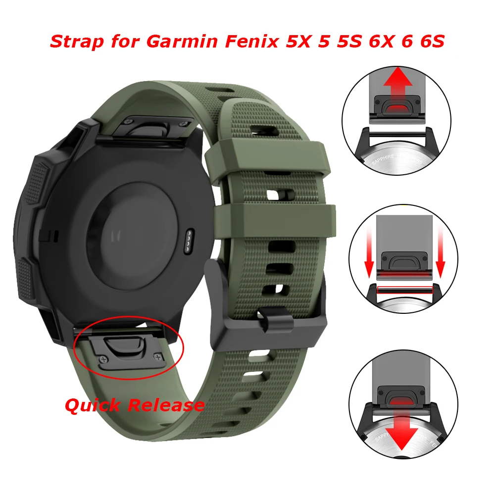 26 22 20MM Watchband Strap for Garmin Fenix 6X 6 5 6s 5S Plus 3 3HR Smart Watch Quick Release Silicone Easyfit Wrist Band Strap 
26 22 20MM Watchband Strap for Garmin Fenix 6X 6 5 6s 5S Plus 3 3HR Smart Watch Quick Release Silicone Easyfit Wrist Band Strap
