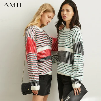 Amii Fashion Women Sweater Autumn Female Striped Patchwork Loose Knitted Pullover Tops 11940389
Amii Fashion Women Sweater Autumn Female Striped Patchwork Loose Knitted Pullover Tops 11940389