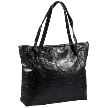 New fashion casual glossy alligator totes large capacity ladies simple shopping handbag PU leather shoulder bags(Black) 
New fashion casual glossy alligator totes large capacity ladies simple shopping handbag PU leather shoulder bags(Black)