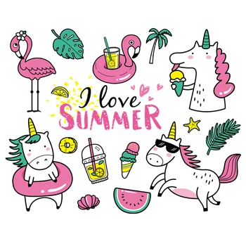 Summer Unicorn Stickers Thermal Patches For Clothing Iron A-Level Applique Diy Washable Heat Transfer Parches Life Ring Stickers 
Summer Unicorn Stickers Thermal Patches For Clothing Iron A-Level Applique Diy Washable Heat Transfer Parches Life Ring Stickers