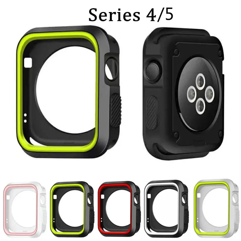 Двухцветный Мягкий силиконовый чехол для Apple Watch 4 с полной защитой резиновый iWatch 5