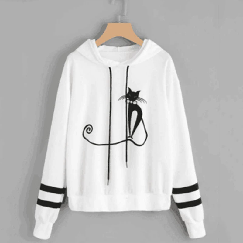 Women Cartoon Cat Print Hoodies Long Sleeve Cute Autumn Hooded Sweatshirts Female White Casual Loose Sport Pullovers Tops
Women Cartoon Cat Print Hoodies Long Sleeve Cute Autumn Hooded Sweatshirts Female White Casual Loose Sport Pullovers Tops