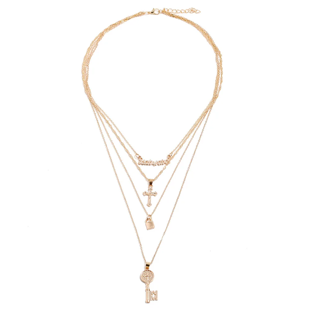 Europe And America Creative Versatile Alloy Geometry Necklace Simple Cross Key Letter Pendant Multistory Necklace
Europe And America Creative Versatile Alloy Geometry Necklace Simple Cross Key Letter Pendant Multistory Necklace