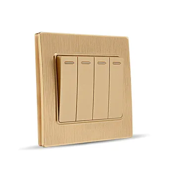 Switch socket champagne gold brushed panel four open wall switch single control fluorescent
Switch socket champagne gold brushed panel four open wall switch single control fluorescent