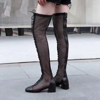 LAIGZEM Women Over High Summer Boots Back Zip Mesh Block Heels Boots Brethable Ladies Shoes Woman Botas Mujer Size 33 40 42 43 
LAIGZEM Women Over High Summer Boots Back Zip Mesh Block Heels Boots Brethable Ladies Shoes Woman Botas Mujer Size 33 40 42 43