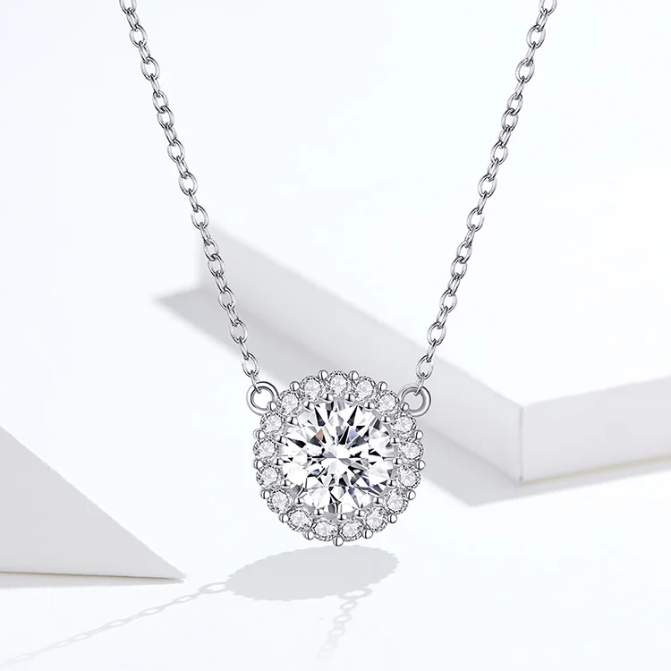 Delicate Round Zircon Necklace | S925 Sterling Silver | Go Glam Girl 9 Delicate Round Zircon Necklace | S925 Sterling Silver | Go Glam Girl - Show your style with the Delicate Round Zircon Necklace. Hand-finished in sterling silver, this necklace features a big round zircon stone surrounded by small sparkling zircons. This beautiful and dreamy necklace, full of a romantic atmosphere will bring mood and beauty to your day. Perfect gift for mom, sister, grandmother, friend or yourself. | 🚚 Free Standard Shipping 7-30 days | 🥇 Top Quality Product | 💎 100% S925 Sterling Silver | 🛡️ 100% Safe & Secure checkout