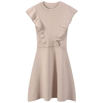 2020 Elegant Ruffles Women Dress Knitted Vestidos A-line Pink Female beading Dress Hollow Out Slim Party Summer Ladies Dresses 
2020 Elegant Ruffles Women Dress Knitted Vestidos A-line Pink Female beading Dress Hollow Out Slim Party Summer Ladies Dresses