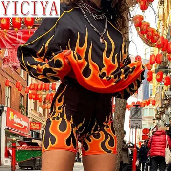 YICIYATwo Pieces Sets Fire Flame Print Women Tee +Shorts Suit Gothic Party Punk Wrap Hip Streetwear Gothic Female Matching Sets
YICIYATwo Pieces Sets Fire Flame Print Women Tee +Shorts Suit Gothic Party Punk Wrap Hip Streetwear Gothic Female Matching Sets