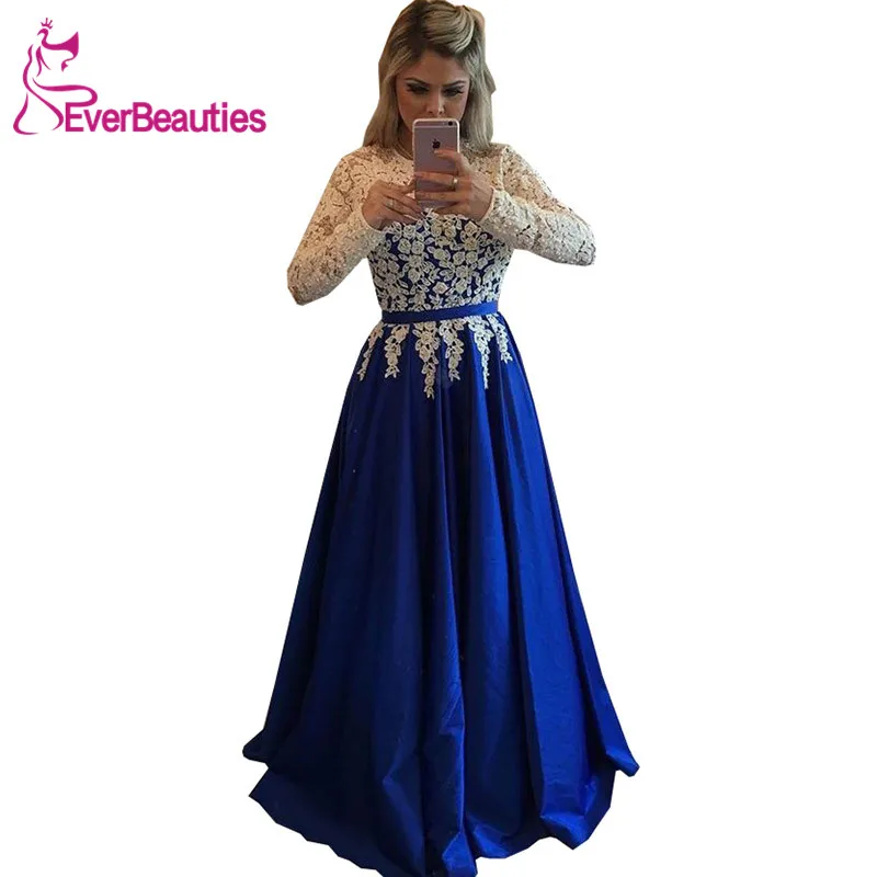 Royal Blue Muslim Evening Dresses Long Sleeves Satin Appliques Prom Party Dresses 2020 Full Cover Robe De Soiree
Royal Blue Muslim Evening Dresses Long Sleeves Satin Appliques Prom Party Dresses 2020 Full Cover Robe De Soiree
