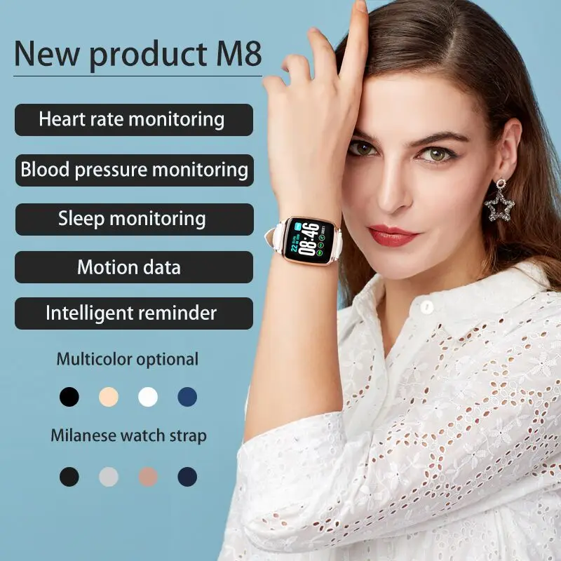 Smart Watch M8 Hs6620D Color Screen Heart Rate Monitor Fitness Watch Waterproof Call Reminder Smart Bracelet for Sport
Smart Watch M8 Hs6620D Color Screen Heart Rate Monitor Fitness Watch Waterproof Call Reminder Smart Bracelet for Sport