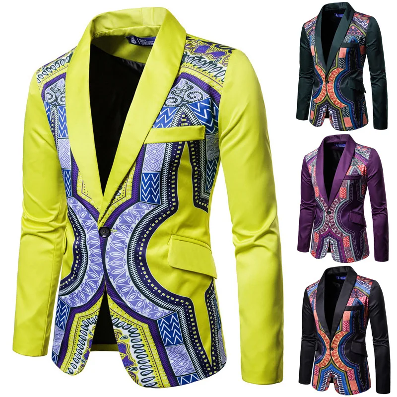 2019 New Products Western Style One-Button Suit Ethnic-Style Printed Suit Slim Fit Men's Floral Suit Colorful Coat
2019 New Products Western Style One-Button Suit Ethnic-Style Printed Suit Slim Fit Men's Floral Suit Colorful Coat