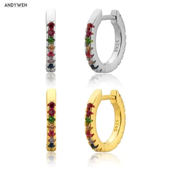 ANDYWEN 100% 925 Sterling Silver Gold Rainbow CZ Zircon Hoops Crystal Huggies Earring For Women Piercing Bijoux Femme
ANDYWEN 100% 925 Sterling Silver Gold Rainbow CZ Zircon Hoops Crystal Huggies Earring For Women Piercing Bijoux Femme