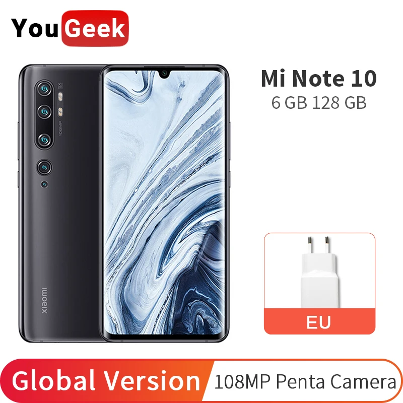 Глобальная версия смартфона Xiaomi Mi Note 10 6 ГБ 128 камера 108 МП Восьмиядерный процессор
