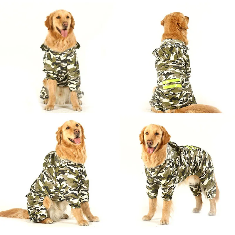 Reflective Strip Clothes for Dogs of Large Sizes Camouflage Hooded Raincoat Dog Costume Pet Coats for Golden Retriever Collie
Reflective Strip Clothes for Dogs of Large Sizes Camouflage Hooded Raincoat Dog Costume Pet Coats for Golden Retriever Collie