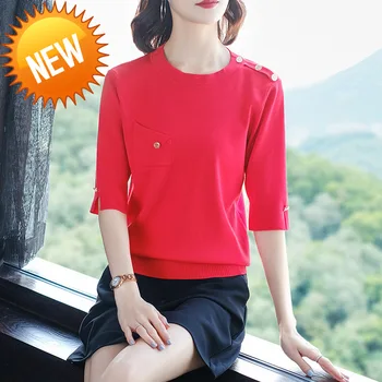Sweater Women Spring Autumn Tight O-neck Short sleeve Top Single color Basic pullover Women Casual silk knitted Sweater
Sweater Women Spring Autumn Tight O-neck Short sleeve Top Single color Basic pullover Women Casual silk knitted Sweater