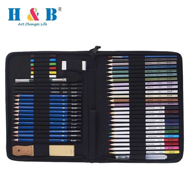 H&B 51Pcs Sketching Pencils Tool Set With Graphite Pencils, Pastel Pencils, Paper Erasable Pen Zipper Carry Case Art Supplies
H&B 51Pcs Sketching Pencils Tool Set With Graphite Pencils, Pastel Pencils, Paper Erasable Pen Zipper Carry Case Art Supplies
