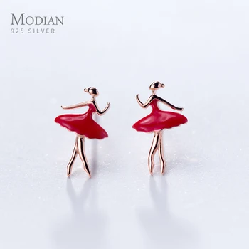 Modian Fashion 925 Sterling Silver Lady Dancing Red Enamel Stud Earrings for Women Elegant Charm Sterling Silver Jewelry 2020
Modian Fashion 925 Sterling Silver Lady Dancing Red Enamel Stud Earrings for Women Elegant Charm Sterling Silver Jewelry 2020