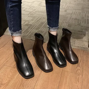 Square Toe Ankle Boots Woman British Style Short Boots Mid Heel Woman Motorcycle Shoes For Fall/Winter Back Zip BLACK BROWN
Square Toe Ankle Boots Woman British Style Short Boots Mid Heel Woman Motorcycle Shoes For Fall/Winter Back Zip BLACK BROWN