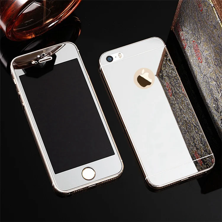 

2 Pcs/Lot Front+Back For iPhone 7 8 5 5s SE 6 6Plus 6s Plus Case Mirror Electroplating Screen Protective Film Tempered glass