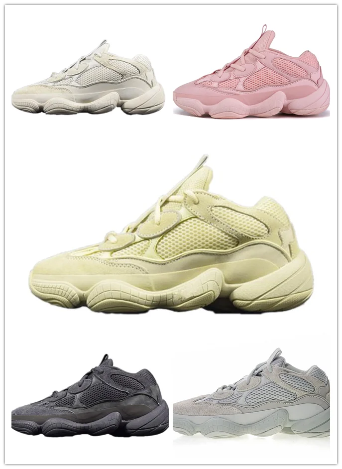 

2019 New Kanye West Pink Salt Wave Runner 500 Blush Desert Rat 500 Super Moon Yellow Running Shoes Mens Women Sneaker Sports Sho