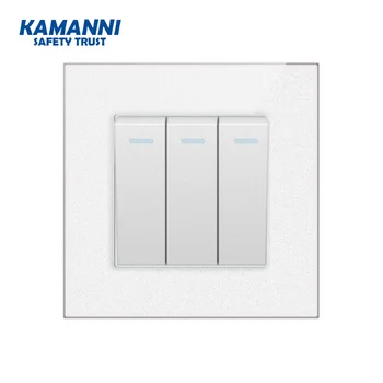 

kamanni LED LightSeven colors Switch 3 Button Wall Switch Luxury Crystal Glass Panel Switch Interruptor 16A EU Standard