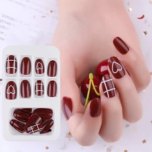 24 шт Маникюрный готовый кусок Съемная природа поддельные ногти дизайн ногтей желе клей для нейл-арта маникюрный дисплей для ногтей TSLM1(China)