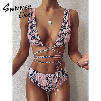 Snakeskin swimsuit women Bandage bikini 2020 String swimwear female Sexy bathing suit Bandeau two piece suit biquini beach wear
Snakeskin swimsuit women Bandage bikini 2020 String swimwear female Sexy bathing suit Bandeau two piece suit biquini beach wear