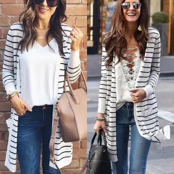 Fashion Women Long Sleeve Striped Sweater Long Sleeve Loose Casual Pocket Cardigan Knitwear Jumper Outwear Coat Jacket Top
Fashion Women Long Sleeve Striped Sweater Long Sleeve Loose Casual Pocket Cardigan Knitwear Jumper Outwear Coat Jacket Top