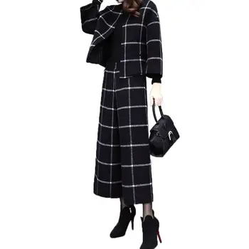 Plaid Two Piece Set Women Short Coat and Wide Leg Pants Trouser Sets Office Suits Elegant Casual Winter Women Warm Set
Plaid Two Piece Set Women Short Coat and Wide Leg Pants Trouser Sets Office Suits Elegant Casual Winter Women Warm Set
