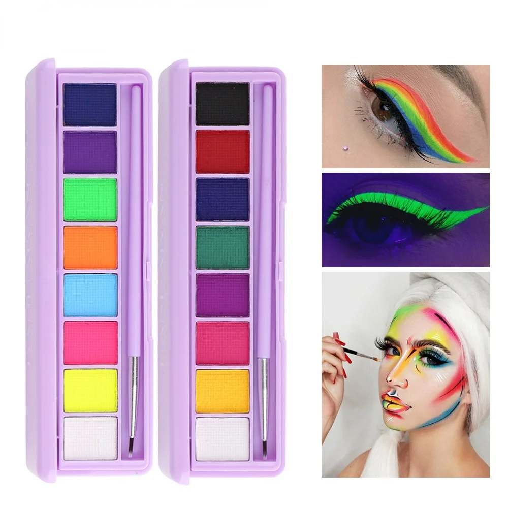 

8 Colors Face Body Paint Water Activated Eyeliner Palette Halloween Party Flash Tattoo Safe Face Body Painting Halloween Makeup