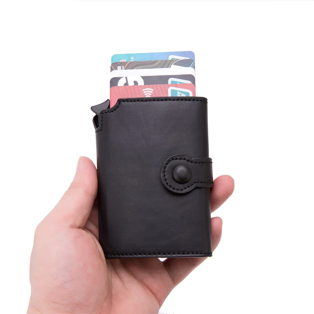 New Men RFID Credit Card Holder High Quality Metal Aluminum Auto Pop-up Blocking ID Case Black Wallet Coin Purse | Багаж и сумки