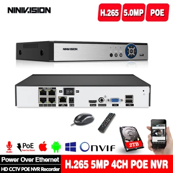 

H.265 48V POE NVR 4CH 5MP 4MP Security Video Surveillance Recorder Motion Detect ONVIF P2P CCTV NVR For 5MP 2MP POE IP Camera